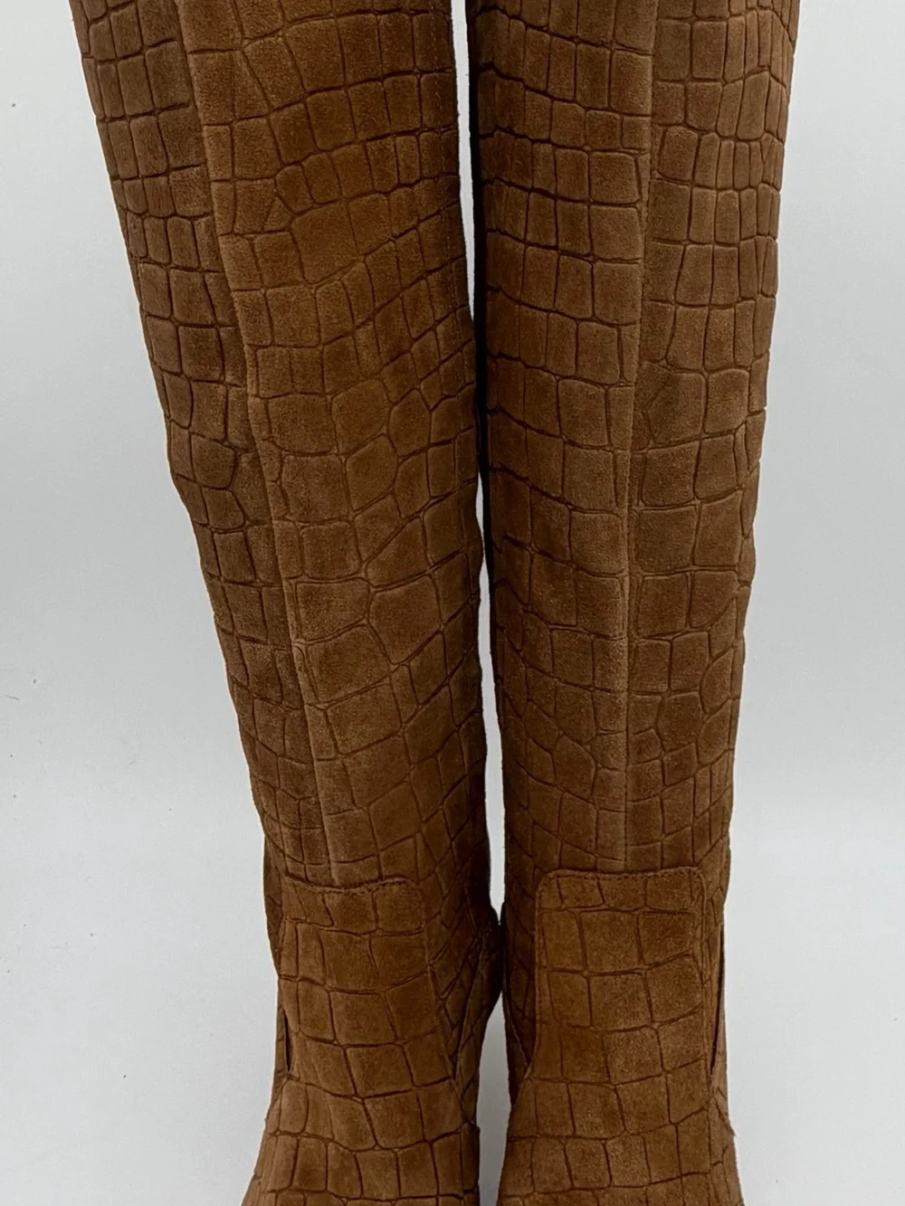 Vince Camuto Croc-Embossed Over-the-Knee Boots in Brown New without Box